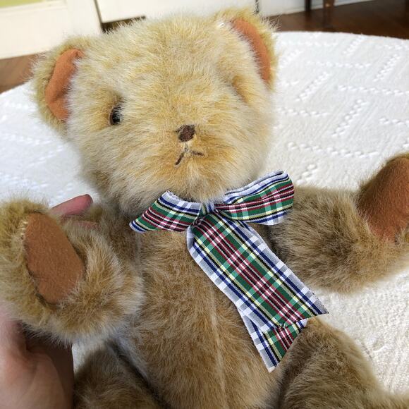 VTG 80s Yangjee Korea Jointed Teddy Bear 14in Mohair Look Cottagecore Nursery - Picture 2 of 9